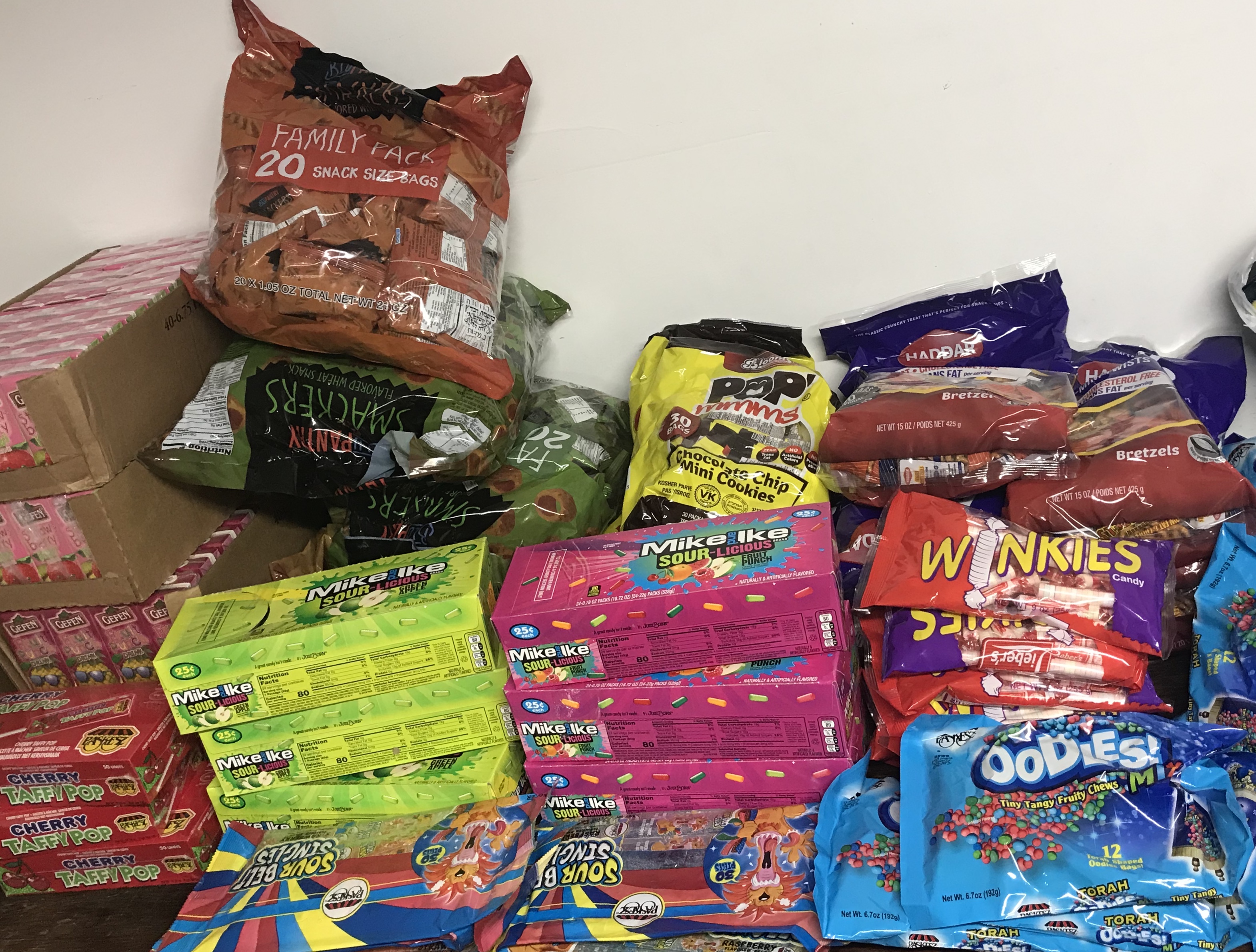 Goodie bags being packed
